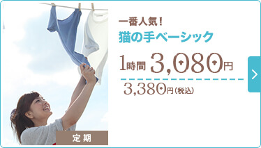 一番人気!猫の手ベーシック 2,880円(税抜)/ 1時間