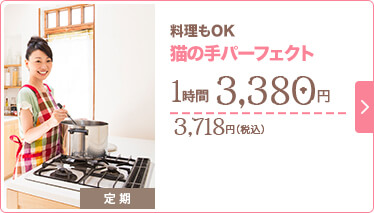 料理もOK 猫の手パーフェクト 3,280円(税抜)/ 1時間